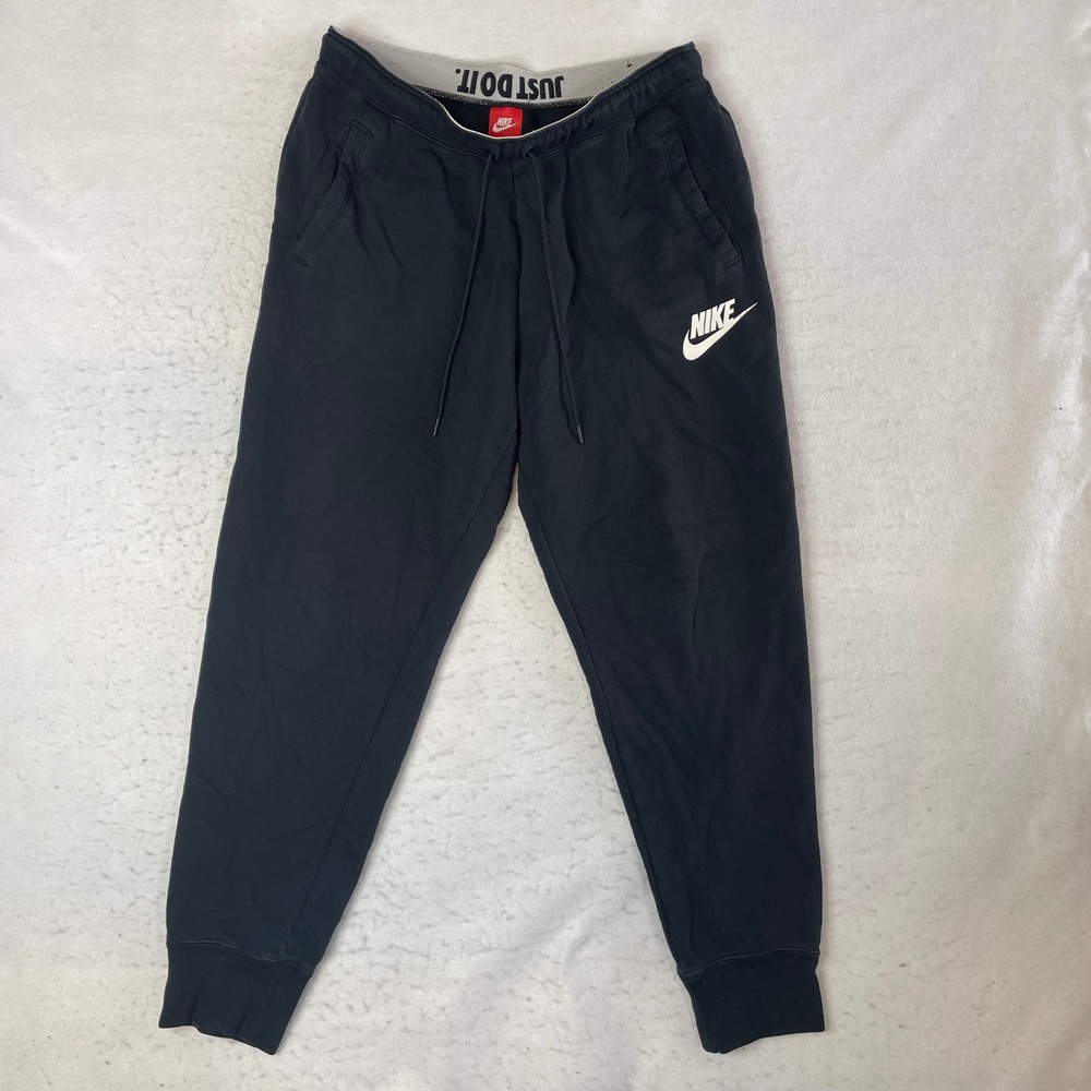 Nike Sweatpants Mens L Black Fleece Joggers AJ7365-010 Just Do It Waistband